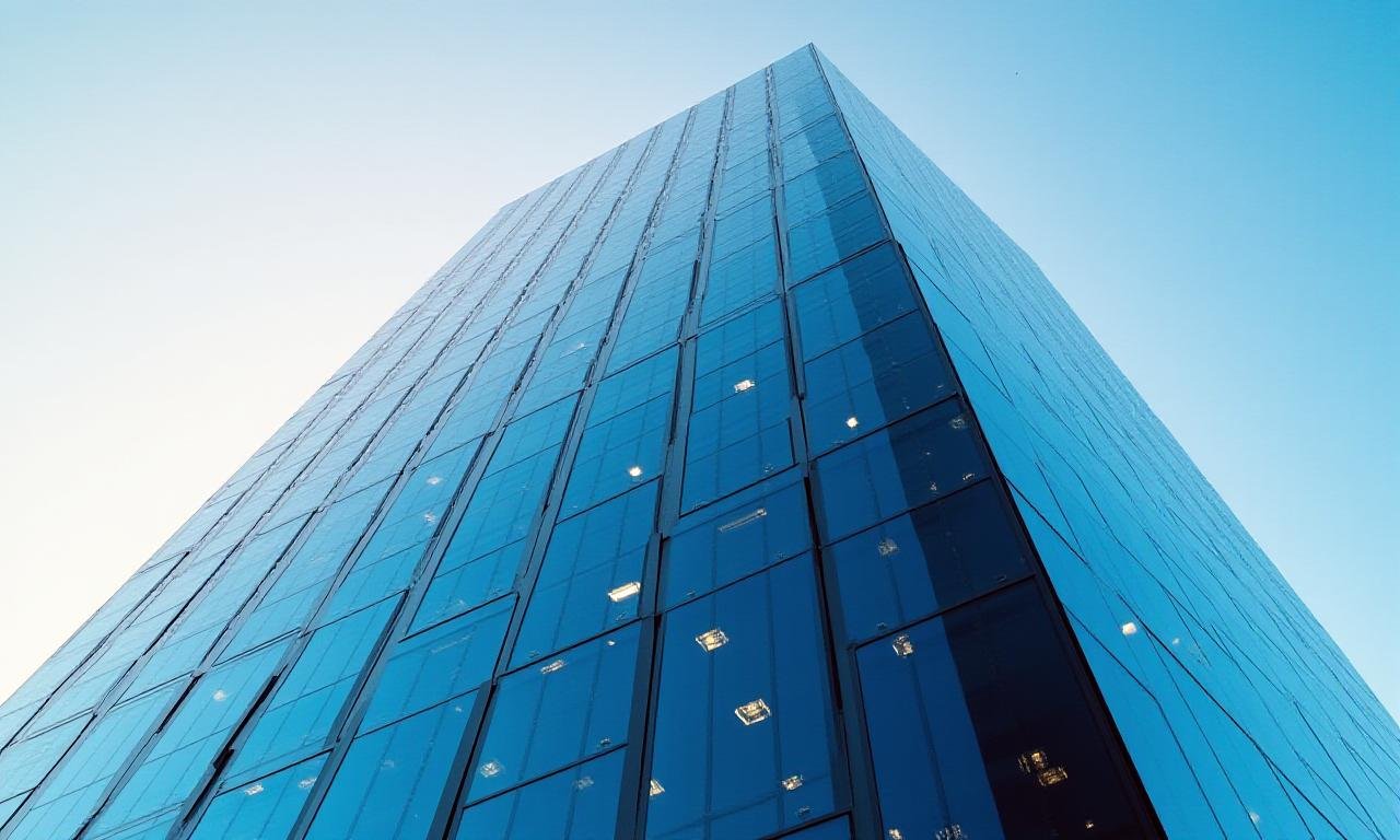 Modern financial skyscraper reflecting sky